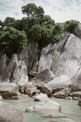 Fototapeta na wymiar Rock formation on the coast of Koh Samui