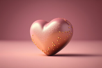 little Pink heart on pink background for Valentines Day. Illustration AI Generative