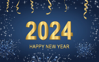 Happy new year 2024 Holiday greeting card design