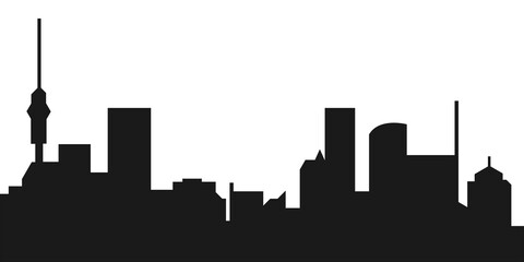 Obraz premium city landscape silhouette. concept of building, architecture, skyscraper. vector illustration.