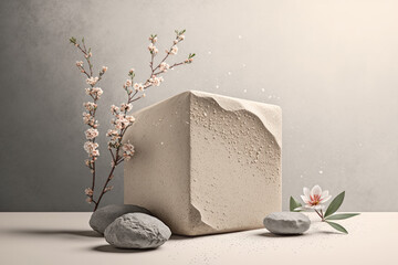 Minimal concrete background for branding and packaging presentation with textured stone