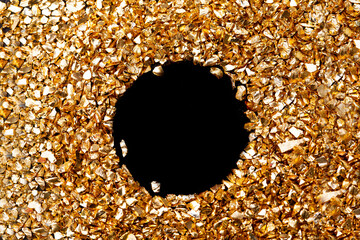 Gold circle black background stock photo - 580618143
