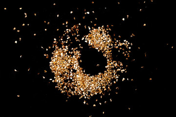 Gold nugget grains, on a black background - 580618155