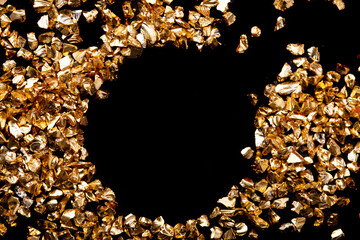 Gold nugget grains, on a black background - 580618166