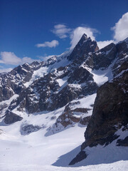Fototapeta premium Fantastic day of skiing in one of the most beautiful places in the Alps.