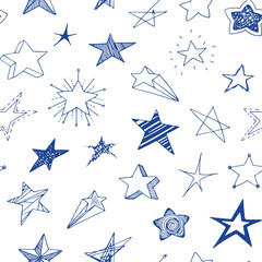Seamless pattern of hand drawn stars sketch stock illustration