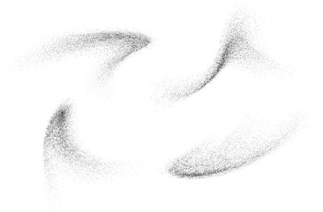Charcoal splashes, black dotwork grain texture, abstract stipple sand effect, gradient from dots isolated on whitev background. Vector illustration.