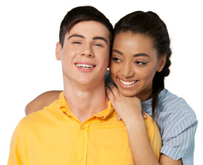 Cute student young man and girl