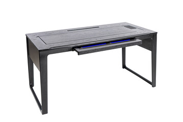 Expensive luxury office table. laptop on the office table isolated on white