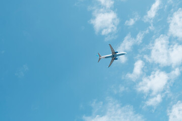 Fototapeta na wymiar Airplane flying in sky