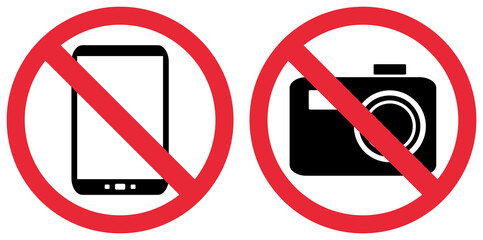 Rotes Schild zeigt: Telefon und Fotokamera verboten
