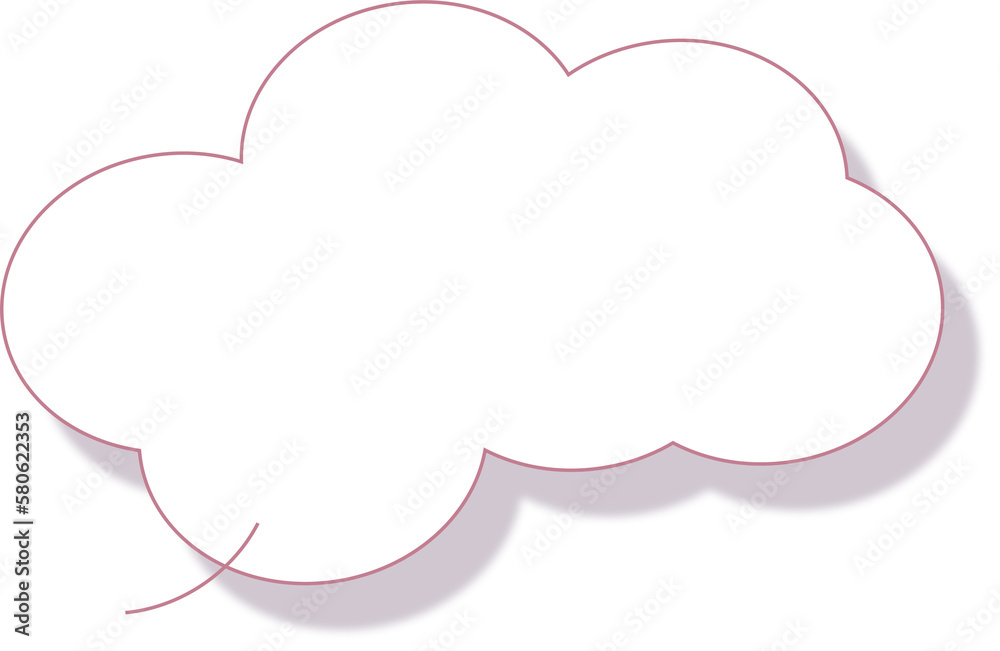 Wall mural dialog message bubble with shadow effect, cloud shape
