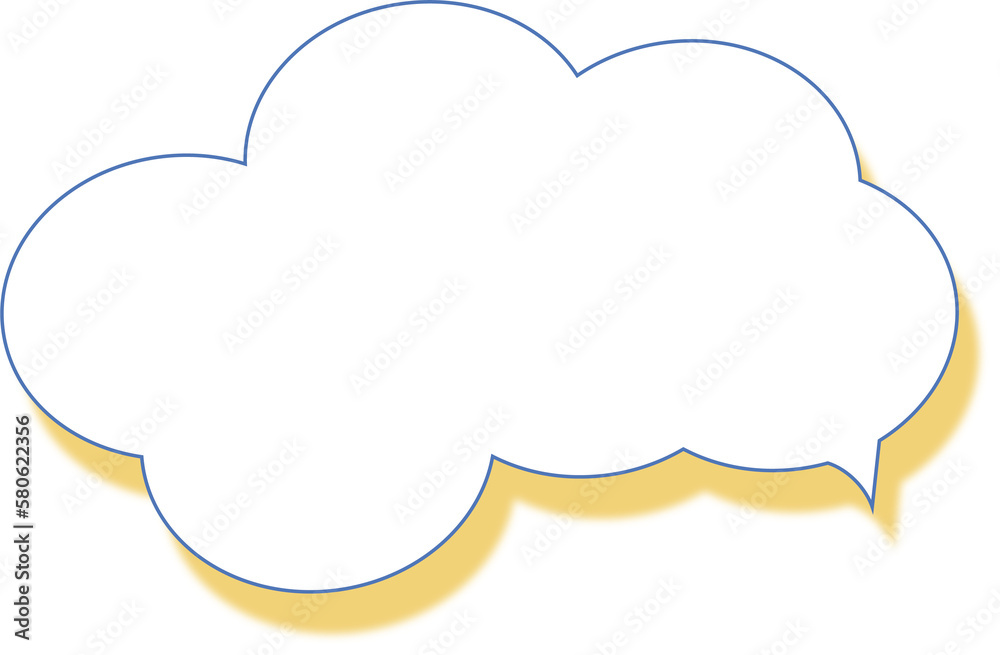 Wall mural dialog message bubble with shadow effect, cloud shape