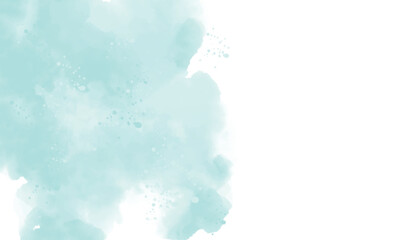 Delicate Abstract Watercolor Style Vector Layout. Light Blue Paint Stains and Splashes on a White Background. Pastel Color Stains and Splatter Print ideal for Cover, Banner, Layout.With space to text.