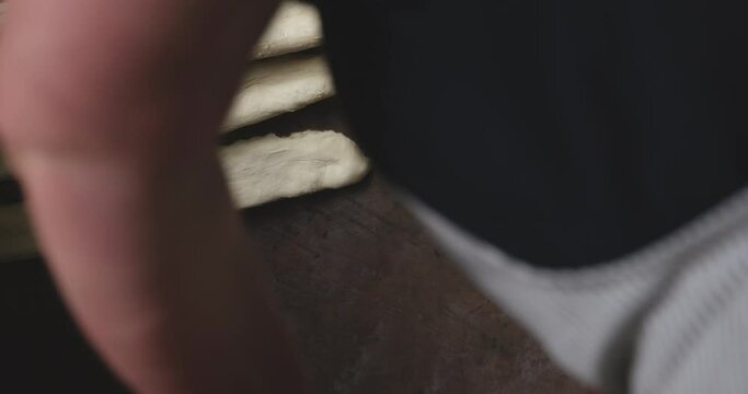 Baking A Georgian Shotis Puri In A Traditional Bakery Tone Or Torne. Close Up
