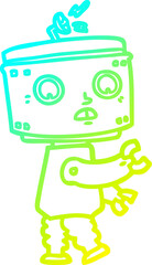 cold gradient line drawing cartoon robot