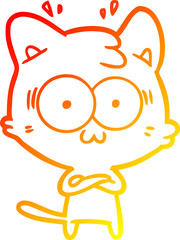 warm gradient line drawing cartoon surprised cat