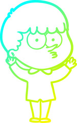 cold gradient line drawing cartoon curious boy