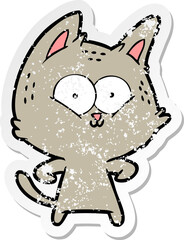 distressed sticker of a cartoon cat