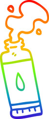 rainbow gradient line drawing cartoon squeezed lotion tube