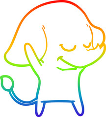 rainbow gradient line drawing cartoon smiling elephant
