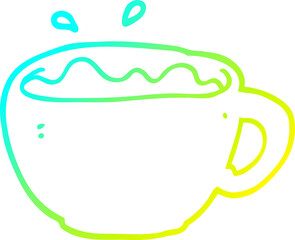 cold gradient line drawing cartoon coffee cup