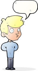 cartoon boy staring with speech bubble