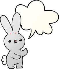 cute cartoon rabbit and speech bubble in smooth gradient style