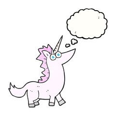 thought bubble textured cartoon unicorn