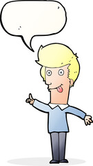 cartoon funny man with idea with speech bubble