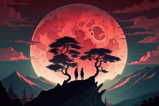 Obito Looking at red moon Wallpaper Download  MobCup
