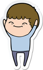 Obraz premium sticker of a cartoon smiling boy