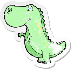 retro distressed sticker of a cartoon dinosaur