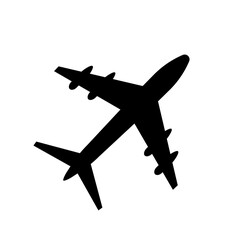 Fototapeta na wymiar Airplane Black Silhouette Isolated Vector Icon