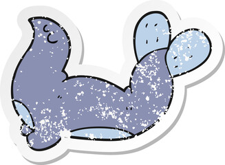 retro distressed sticker of a cartoon seal