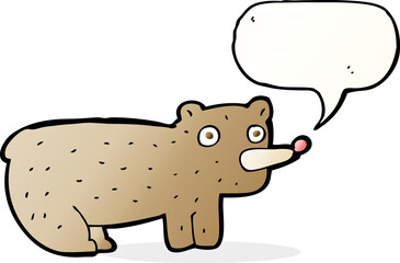 funny cartoon bear with speech bubble