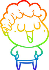 rainbow gradient line drawing laughing cartoon man