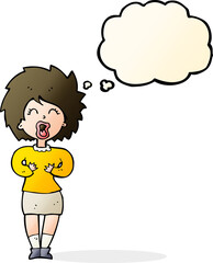 cartoon screaming woman with thought bubble