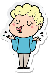 sticker of a cartoon man singing
