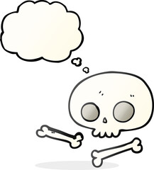 thought bubble cartoon skull and bones