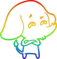 rainbow gradient line drawing cartoon elephant remembering