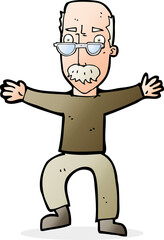 cartoon old man waving arms