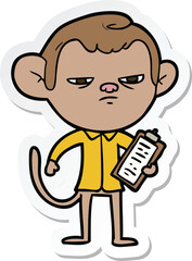 sticker of a cartoon annoyed monkey boss