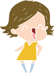 flat color style cartoon happy woman