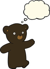 cartoon black bear cub with thought bubble