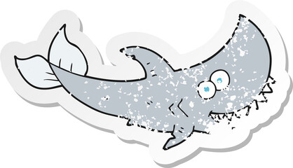 retro distressed sticker of a cartoon shark