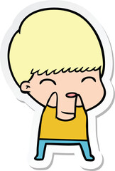 sticker of a happy cartoon boy