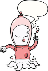 cute cartoon alien and speech bubble