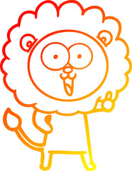 warm gradient line drawing happy cartoon lion