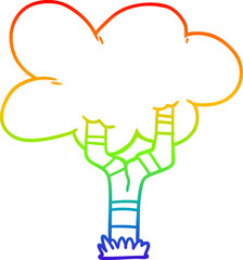rainbow gradient line drawing cartoon tree